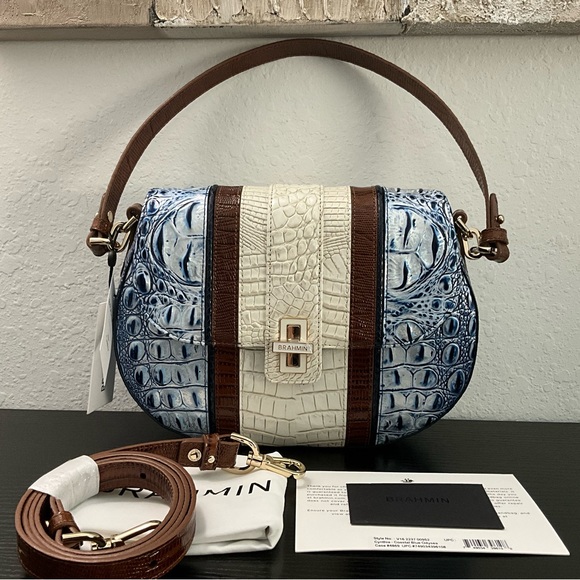 Brahmin Cynthia COASTAL BLUE ODYSEA Mixes Leather Shoulder or Crossbody - Picture 1 of 11